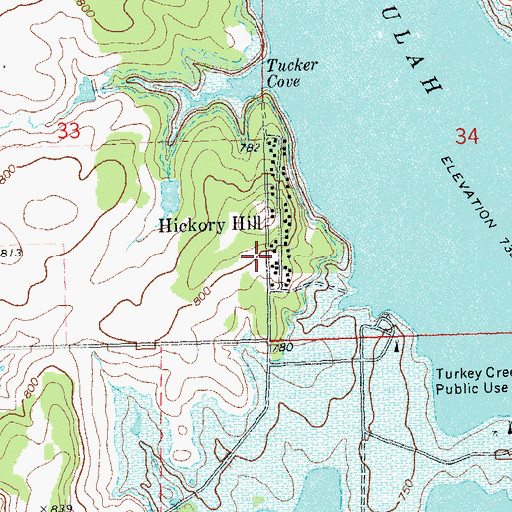 Topographic Map of Hickory Hill Fire Department, OK