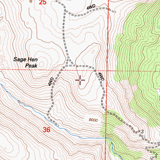 Topographic Map of Sage Hen Peak, CA