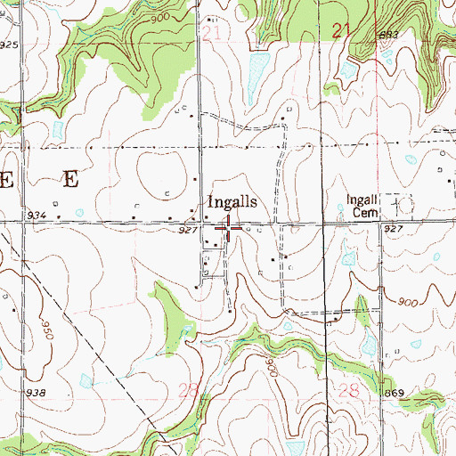 Topographic Map of Ingalls Fire Department, OK