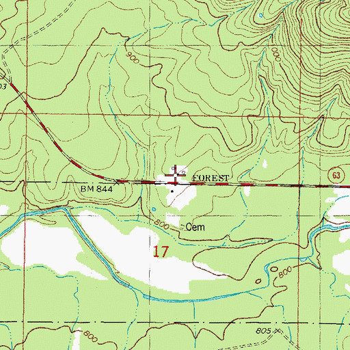 Topographic Map of United States Forest Service Big Cedar Work Center, OK