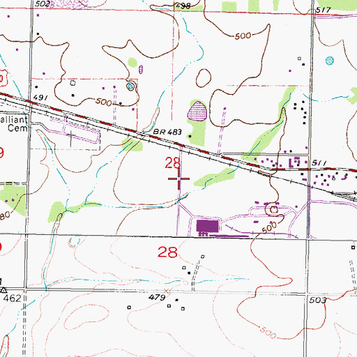 Topographic Map of Weyerhauser Paper Company Fire Department, OK