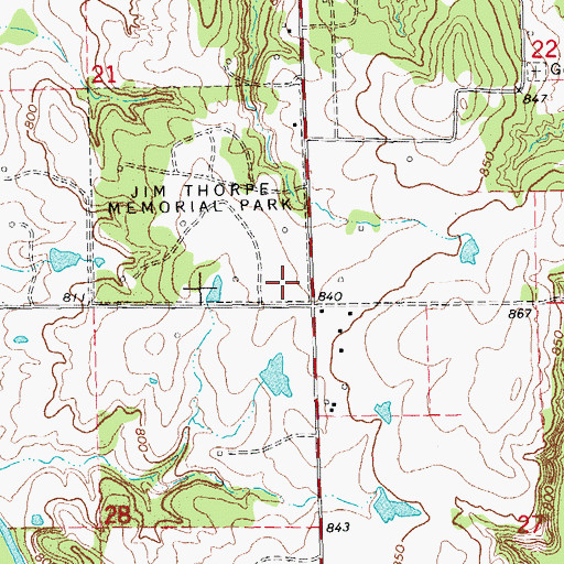 Topographic Map of Sac and Fox Nation Fire Department, OK