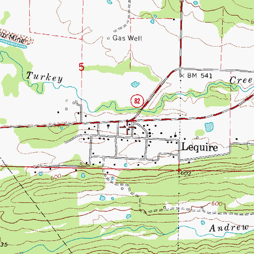 Topographic Map of Lequire Volunteer Fire Department, OK