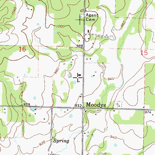 Topographic Map of Lowrey Volunteer Fire Department Station 1, OK