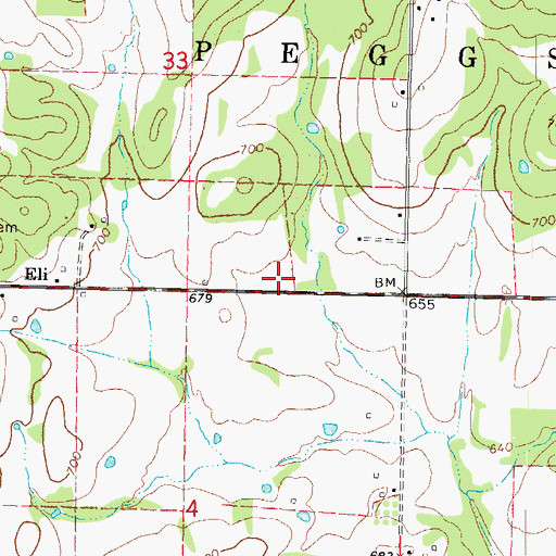 Topographic Map of Spring Valley Volunteer Fire Department Station 1, OK