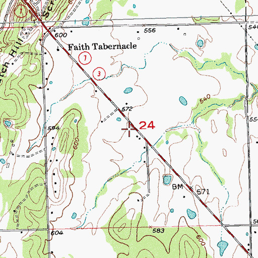 Topographic Map of Farris Volunteer Fire Department, OK