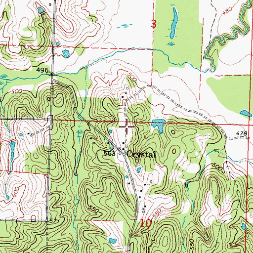 Topographic Map of Crystal Volunteer Fire Department, OK