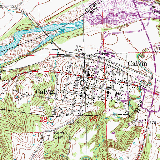 Topographic Map of Calvin Volunteer Fire Department, OK