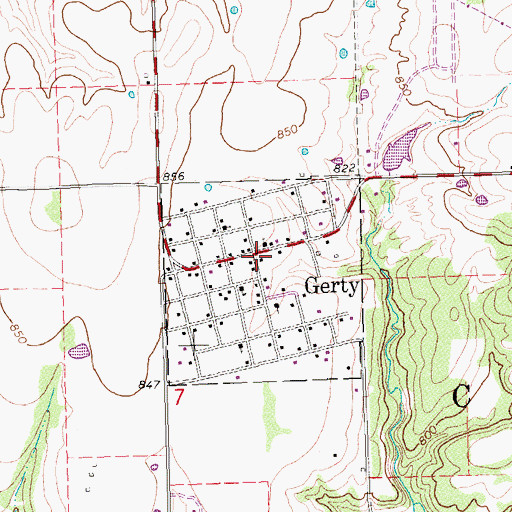 Topographic Map of Gerty Volunteer Fire Department, OK