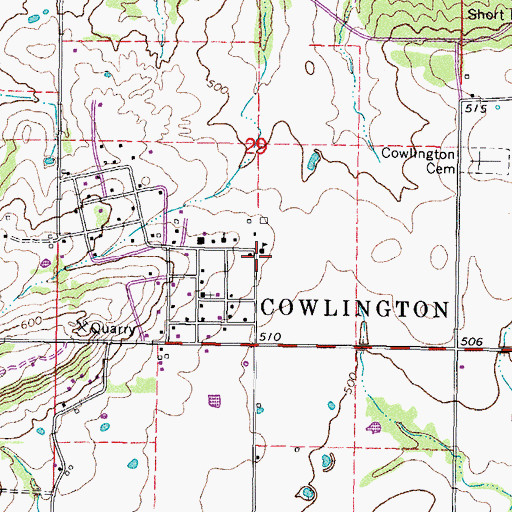 Topographic Map of Cowlington Volunteer Fire Department, OK