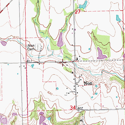 Topographic Map of Non Fire Department, OK