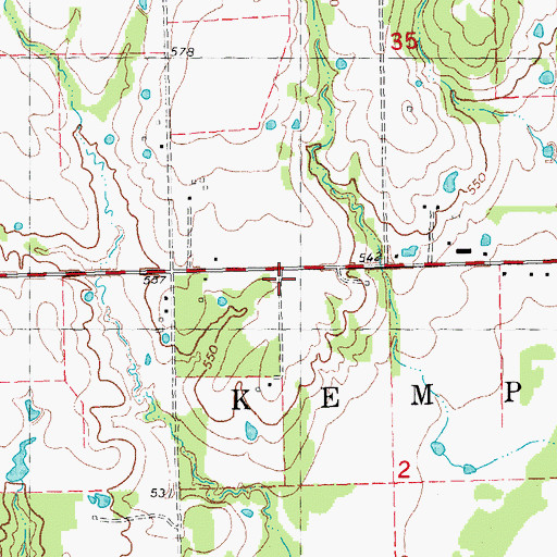 Topographic Map of Yuba Volunteer Fire Department, OK