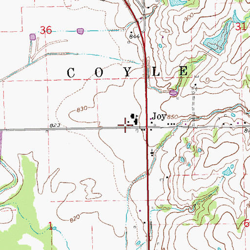 Topographic Map of Joy Community Volunteer Fire Department, OK