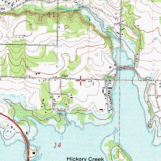 Topographic Map of Hickory Grove Fire Department, OK