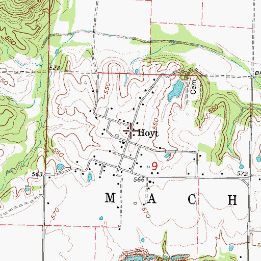 Topographic Map of Hoyt Volunteer Fire Department, OK