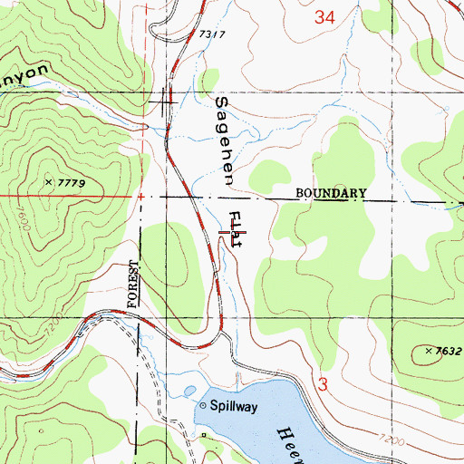 Topographic Map of Sagehen Flat, CA