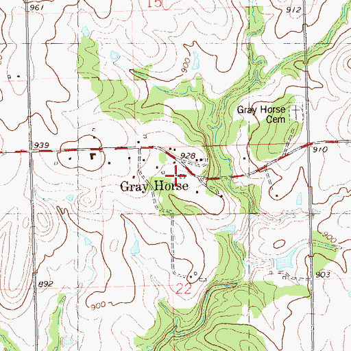 Topographic Map of Grayhorse Fire Protection, OK
