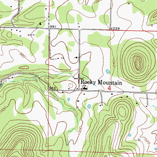 Topographic Map of Highway 100 West Volunteer Fire Department, OK