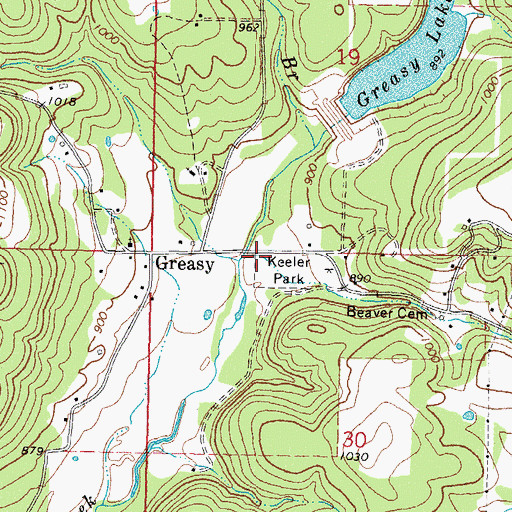 Topographic Map of Greasy Fire Department, OK