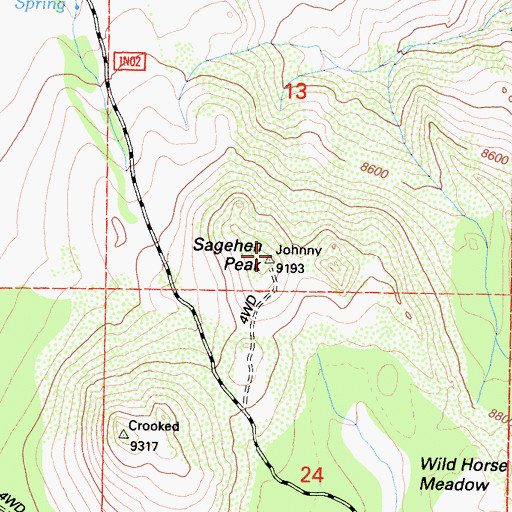 Topographic Map of Sagehen Peak, CA