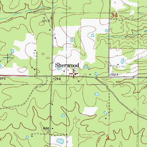 Topographic Map of Sherwood Volunteer Fire Department, OK