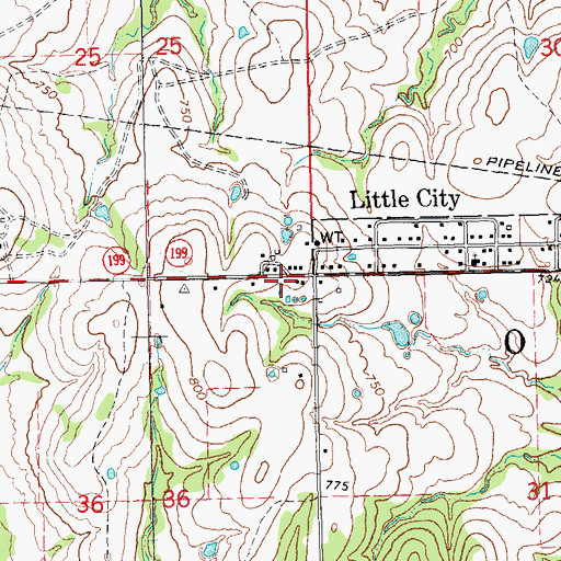 Topographic Map of Tri - City Fire Department Station 2, OK