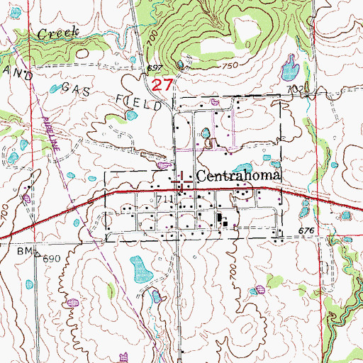 Topographic Map of Tupelo Fire Department Centrahoma Station, OK
