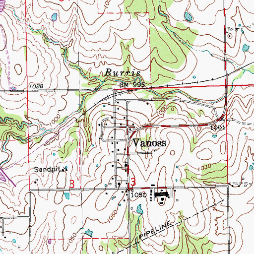 Topographic Map of Vanoss Fire Department, OK