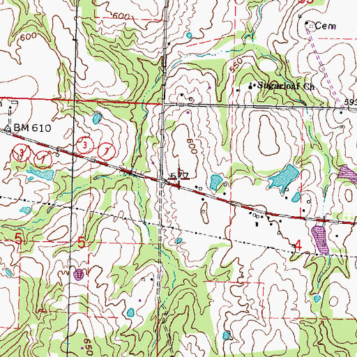 Topographic Map of Darwin Volunteer Fire Department, OK