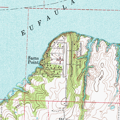 Topographic Map of Sams Point Volunteer Fire Department, OK