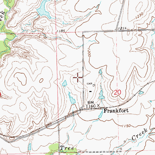 Topographic Map of Frankfort Rural Fire Company, OK
