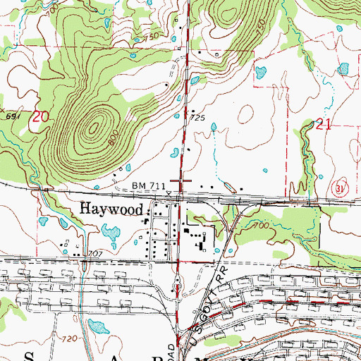 Topographic Map of Haywood - Arpelar Volunteer Fire Department Station 1, OK