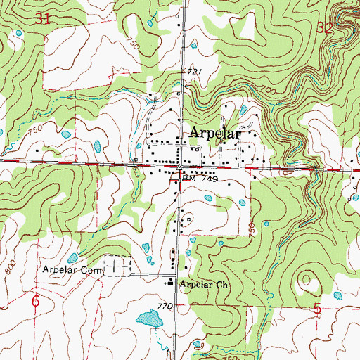 Topographic Map of Haywood - Arpelar Volunteer Fire Department Station 2, OK