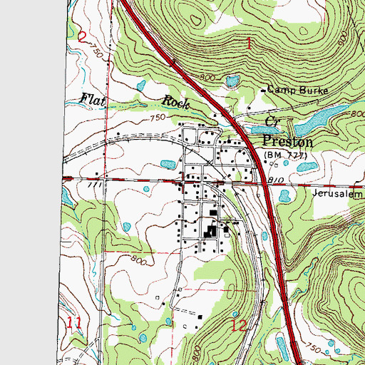 Topographic Map of Preston Volunteer Fire Department, OK