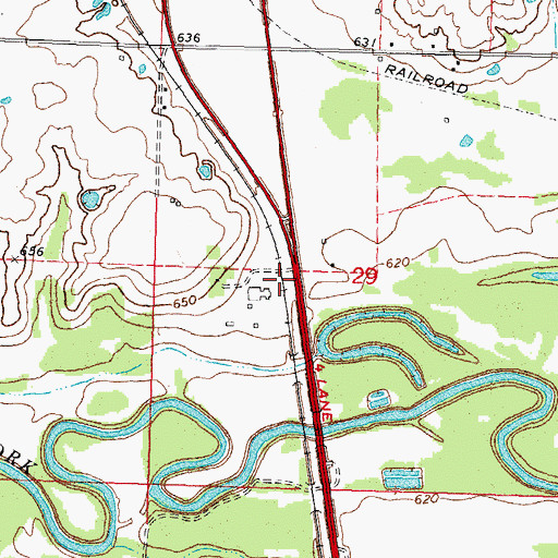 Topographic Map of Deep Fork National Wildlife Refuge, OK