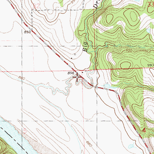 Topographic Map of Drum Creek Volunteer Fire Department, OK