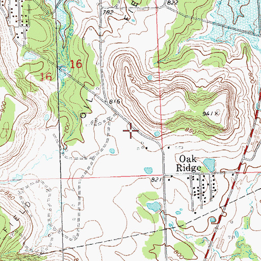 Topographic Map of Hulah Volunteer Fire Department, OK