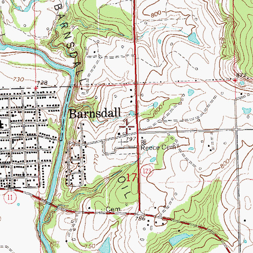 Topographic Map of Barnsdall Fire Department, OK