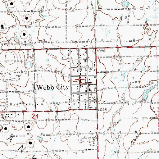 Topographic Map of Webb City Volunteer Fire Department, OK