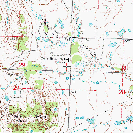 Topographic Map of Twin Hills Volunteer Fire District, OK