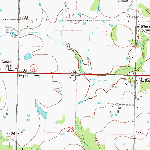 Topographic Map of Leach Community Fire Department, OK