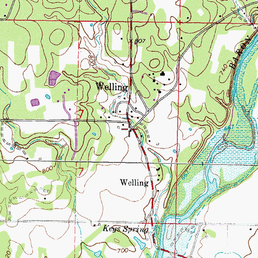 Topographic Map of Welling Tri - Community Fire Department Station 1, OK