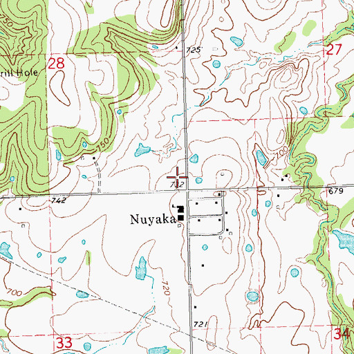 Topographic Map of Nuyaka Fire Department, OK