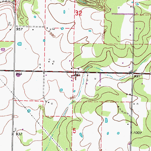 Topographic Map of Gideon Volunteer Fire Department Station 2, OK