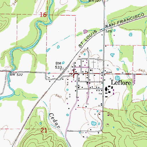Topographic Map of Le Flore Fire Department, OK