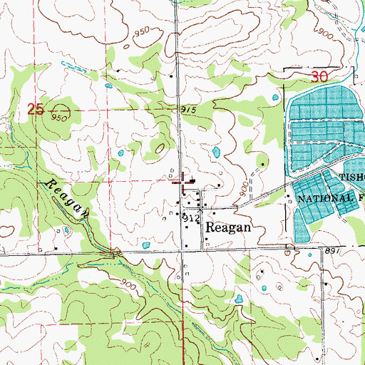 Topographic Map of Reagan Volunteer Fire Department, OK