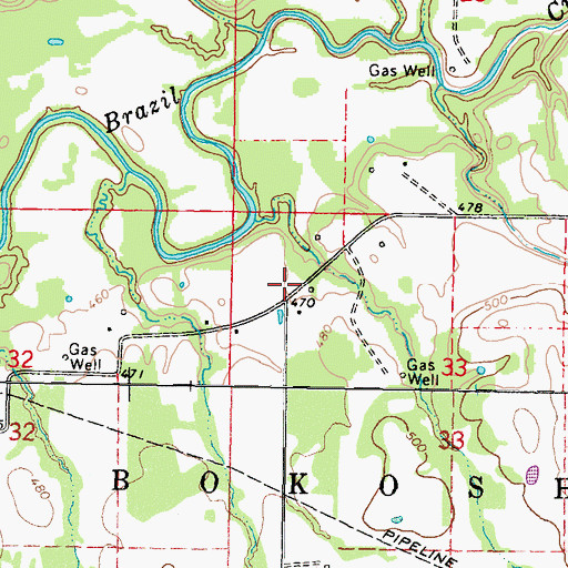 Topographic Map of Latham Dog Creek Fire Department, OK