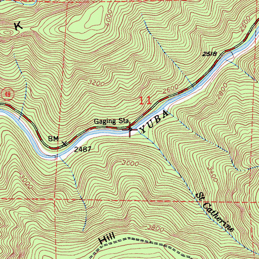 Topographic Map of Saint Catherine Creek, CA