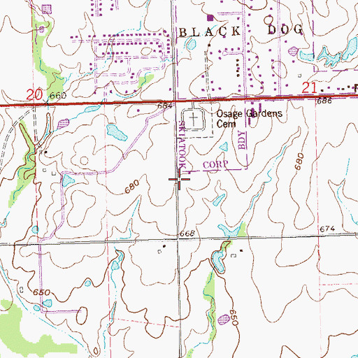 Topographic Map of Skiatook Fire Department Station 2, OK