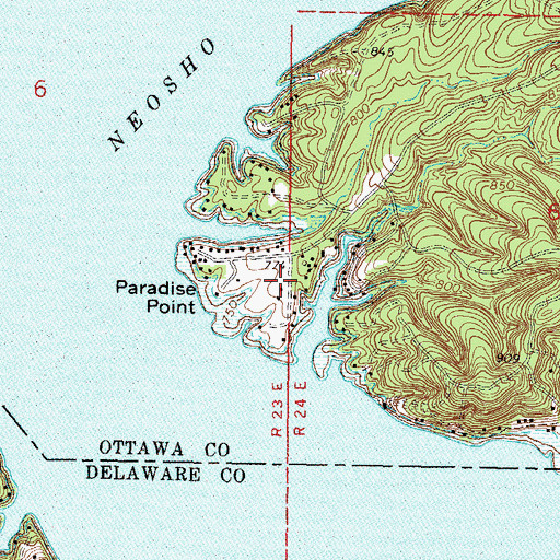 Topographic Map of Paradise Point Fire Station, OK